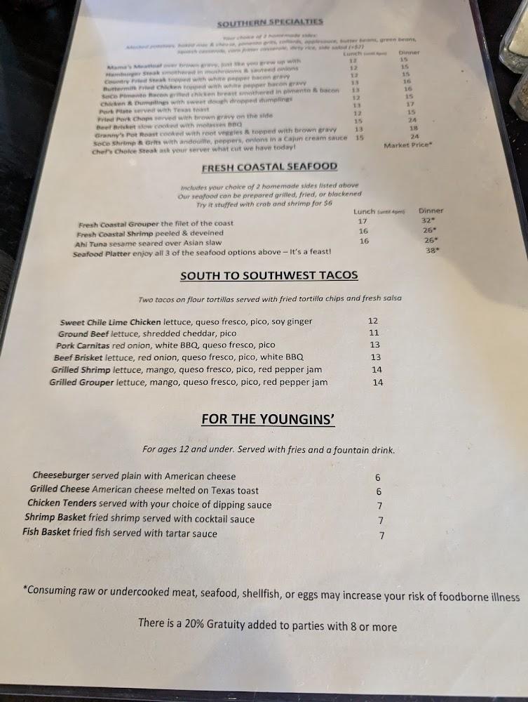 SoCo Grille Menu image 1