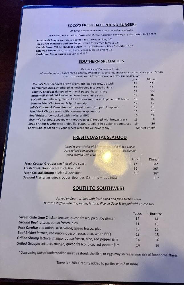SoCo Grille Menu image 2